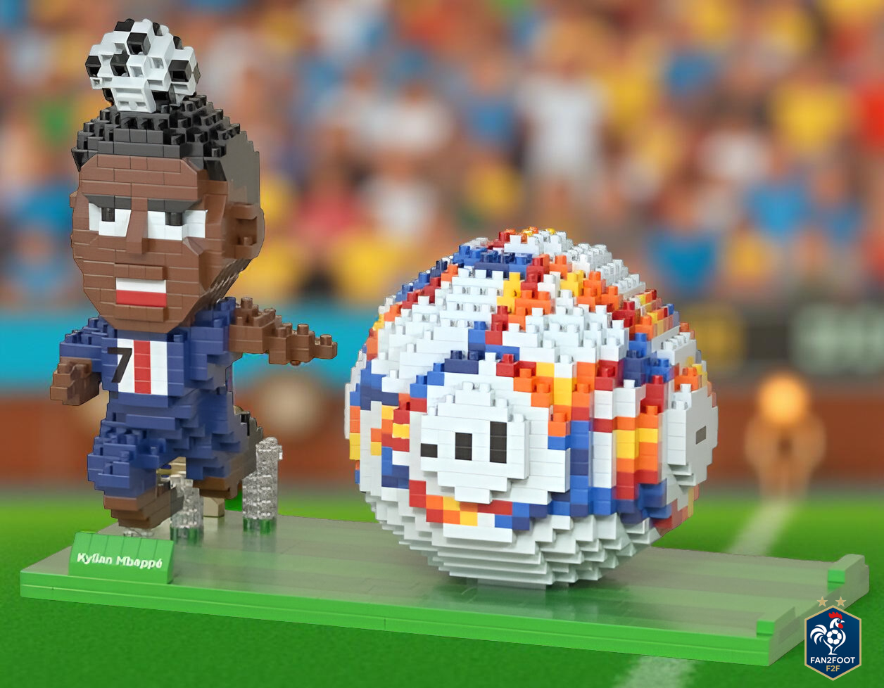 Briques de construction type LEGO : ballon, chaussures et joueurs de football foot-Fan2Foot