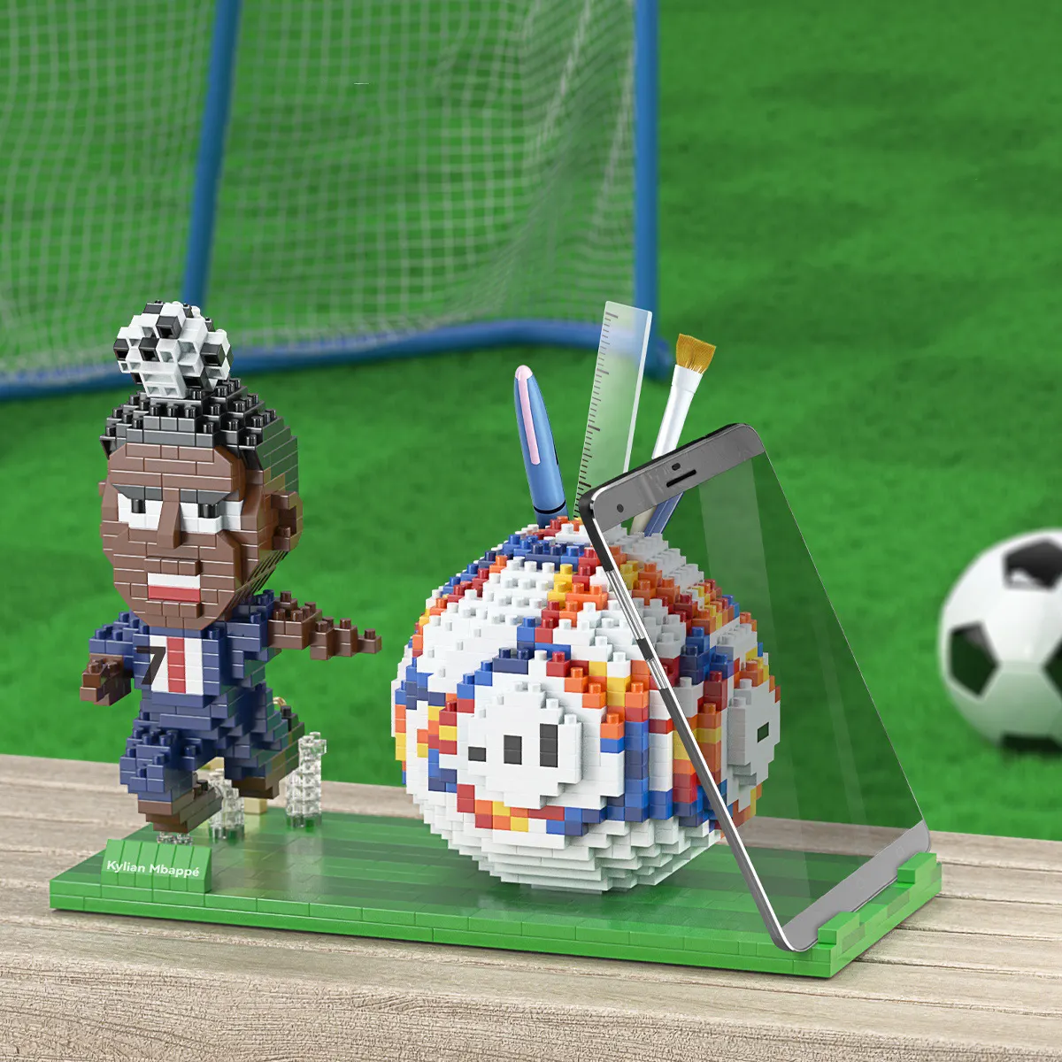 Briques de construction type LEGO : ballon, chaussures et joueurs de football foot-Fan2Foot