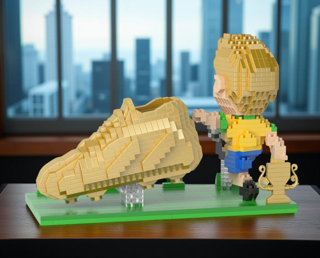 Briques de construction type LEGO : ballon, chaussures et joueurs de football foot-Fan2Foot