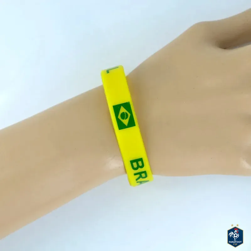 Lot de 25 Bracelets en Silicone Brésil foot-Fan2Foot