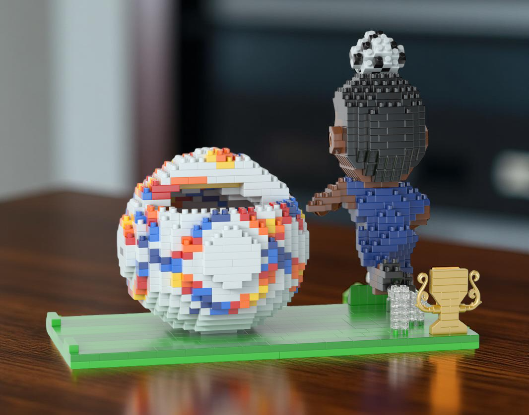 Briques de construction type LEGO : ballon, chaussures et joueurs de football foot-Fan2Foot
